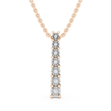 0.10 Carat (ctw) Round Lab Grown White Diamond 7 Stone Illusion Set Life Journey Pendant with 18 inch Gold Chain for Women in 10K Rose Gold