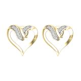 Round Lab Grown White Diamond Heart Shape Pushback Stud Earrings for Women (0.08 ctw Color H-I Clarity SI2) in 10K Yellow Gold