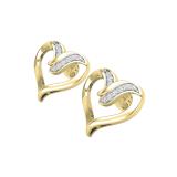 Round Lab Grown White Diamond Heart Shape Pushback Stud Earrings for Women (0.08 ctw Color H-I Clarity SI2) in 10K Yellow Gold