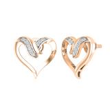 Round Lab Grown White Diamond Heart Shape Screwback Stud Earrings for Women (0.08 ctw Color H-I Clarity SI2) in 14K Rose Gold