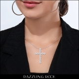 4.60 Cttw Marquise & Round Lab Grown White Diamond Forked Cross Pendant Necklace for Women with 18 inch Gold Chain in 10K White Gold