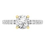 2.2 Carat DGLA CERTIFIED Round Lab Grown White Diamond Solitaire Tapered Shank Anniversary Band for Women in 18K Yellow Gold