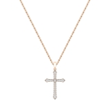 Round Lab Grown White Diamond Miligrain Cross Pendant for Women with 18 inch Gold Chain (0.22 ctw, Color H-I, Clarity SI2) in 18K Rose Gold