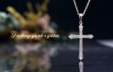 Round Lab Grown White Diamond Miligrain Cross Pendant for Women with 18 inch Gold Chain (0.22 ctw, Color H-I, Clarity SI2) in 18K Rose Gold