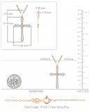 Round Lab Grown White Diamond Miligrain Cross Pendant for Women with 18 inch Gold Chain (0.22 ctw, Color H-I, Clarity SI2) in 18K Rose Gold
