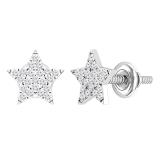 Round Lab Grown White Diamond Celestial Star Stud Earrings for Women (0.16 Ctw Color H-I Clarity SI2) in 925 Sterling Silver in Screw Back