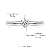 0.25 Ctw Round Lab Grown White Diamond Solitaire Engagement Ring for Women in 10K White Gold