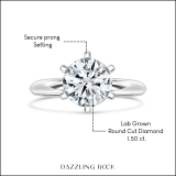 IGI Certified 1.50 Ctw Round Lab Grown White Diamond Solitaire Engagement Ring for Women in 10K White Gold
