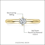 0.25 Ctw Round Lab Grown White Diamond Solitaire Engagement Ring for Women in 14K Yellow Gold
