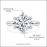 IGI Certified 2.50 Ctw Round Lab Grown White Diamond Solitaire Engagement Ring for Women in 925 Sterling Silver