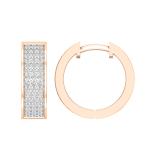 Round Lab Grown White Diamond 3 Row Unisex Hoop Earrings (0.50 ctw, Color H-I, Clarity SI2) in 18K Rose Gold