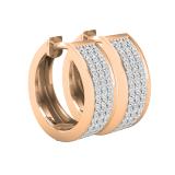 Round Lab Grown White Diamond 3 Row Unisex Hoop Earrings (0.50 ctw, Color H-I, Clarity SI2) in 18K Rose Gold