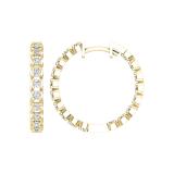 Round Lab Grown White Diamond Curved Edge Inside-out Hinged Post Hoop Earrings for Her (1.08 ctw, Color H-I, Clarity SI2) in 10K Yellow Gold