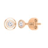 Round Lab Grown White Diamond Bezel Set Solitaire (Unisex) Post Stud Earrings (0.07 ctw, Color H-I, Clarity SI2) in 10K Rose Gold in Push Back