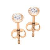 Round Lab Grown White Diamond Bezel Set Solitaire (Unisex) Post Stud Earrings (0.07 ctw, Color H-I, Clarity SI2) in 10K Rose Gold in Push Back