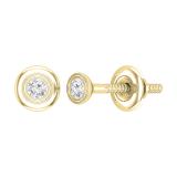 Round Lab Grown White Diamond Bezel Set Solitaire (Unisex) Post Stud Earrings (0.07 ctw, Color H-I, Clarity SI2) in 10K Yellow Gold in Screw Back