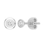 Round Lab Grown White Diamond Bezel Set Solitaire (Unisex) Post Stud Earrings (0.07 ctw, Color H-I, Clarity SI2) in 925 Sterling Silver in Push Back
