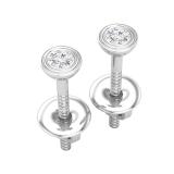 Round Lab Grown White Diamond Bezel Set Solitaire (Unisex) Post Stud Earrings (0.07 ctw, Color H-I, Clarity SI2) in 925 Sterling Silver in Screw Back