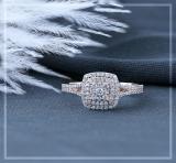 Round Lab Grown White Diamond Cushion Cluster Two Layered Framed Engagement Ring for Women (0.35 ctw, Color H-I, Clarity SI2) in 14K Rose Gold