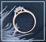 Round Lab Grown White Diamond Cushion Cluster Two Layered Framed Engagement Ring for Women (0.35 ctw, Color H-I, Clarity SI2) in 14K Rose Gold