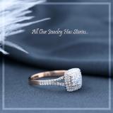 Round Lab Grown White Diamond Cushion Cluster Two Layered Framed Engagement Ring for Women (0.35 ctw, Color H-I, Clarity SI2) in 14K Rose Gold