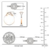 Round Lab Grown White Diamond Cushion Cluster Two Layered Framed Engagement Ring for Women (0.35 ctw, Color H-I, Clarity SI2) in 14K Rose Gold