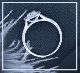 Round Lab Grown White Diamond Cushion Cluster Two Layered Framed Engagement Ring for Women (0.35 ctw, Color H-I, Clarity SI2) in 925 Sterling Silver