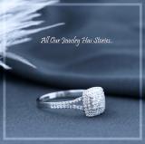 Round Lab Grown White Diamond Cushion Cluster Two Layered Framed Engagement Ring for Women (0.35 ctw, Color H-I, Clarity SI2) in 925 Sterling Silver