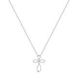 Round Lab Grown White Diamond Infinity Cross Pendant with 18 inch Gold Chain for Women (0.26 ctw, Color H-I, Clarity SI2) in 10K White Gold