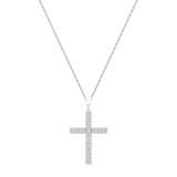 Round Lab Grown White Diamond Square Miligrain Edge Unisex Cross Pendant with 18 inch Gold Chain (1.60 ctw, Color H-I, Clarity SI2) in 10K White Gold