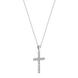 Round Lab Grown White Diamond Square Miligrain Edge Unisex Cross Pendant with 18 inch Gold Chain (1.60 ctw, Color H-I, Clarity SI2) in 10K White Gold