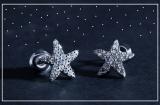 Round Lab Grown White Diamond Sea Star Stud Earrings for Women (0.50 ctw, Color H-I, Clarity SI2) in 10K White Gold in Push Back