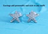 Round Lab Grown White Diamond Sea Star Stud Earrings for Women (0.50 ctw, Color H-I, Clarity SI2) in 10K White Gold in Push Back