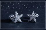Round Lab Grown White Diamond Sea Star Stud Earrings for Women (0.50 ctw, Color H-I, Clarity SI2) in 10K White Gold in Screw Back