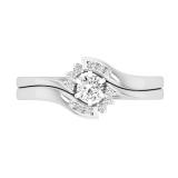 Round Lab Grown White Diamond Bypass Curved Wedding Ring Set for Women (0.26 ctw, Color H-I, Clarity SI2) in 925 Sterling Silver
