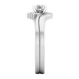 Round Lab Grown White Diamond Bypass Curved Wedding Ring Set for Women (0.26 ctw, Color H-I, Clarity SI2) in 925 Sterling Silver