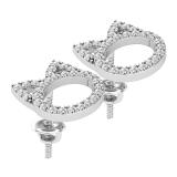 Round Lab Grown White Diamond Minimalistic Kitten Stud Earrings for Women (0.50 ctw, Color H-I, Clarity SI2) in 10K White Gold in Screw Back