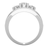 Round Lab Grown White Diamond 3 Stone with 2 Linear Row Engagement Ring for Women (2.71 ctw, Color H-I, Clarity SI2) in 925 Sterling Silver
