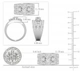 Round Lab Grown White Diamond 3 Stone with 2 Linear Row Engagement Ring for Women (2.71 ctw, Color H-I, Clarity SI2) in 925 Sterling Silver