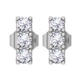 Round Lab Grown White Diamond 3 Stone Stud Earrings for Her (0.56 ctw, Color H-I, Clarity SI2) in 925 Sterling Silver in Push Back