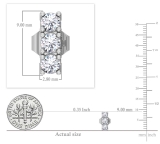 Round Lab Grown White Diamond 3 Stone Stud Earrings for Her (0.56 ctw, Color H-I, Clarity SI2) in 925 Sterling Silver in Push Back
