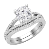 DGLA CERTIFIED Lab Grown White Diamond Halo Solitaire Anniversary Ring Set for Women (2.65 ctw,  Color H-I, Clarity SI2) in 925 Sterling Silver