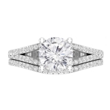 IGI CERTIFIED Lab Grown White Diamond Halo Solitaire Anniversary Ring Set for Women (2.65 ctw,  Color H-I, Clarity SI2) in 925 Sterling Silver