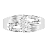 Round Lab Grown White Diamond Slipt Shank Marquise Shape Two Tone Wedding Engagement Ring for Her (0.26 ctw, Color H-I, Clarity SI2) in 14K White Gold