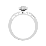 Round Lab Grown White Diamond Slipt Shank Marquise Shape Two Tone Wedding Engagement Ring for Her (0.26 ctw, Color H-I, Clarity SI2) in 14K White Gold