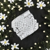Baguette & Round Lab Grown White Diamond Cluster Style Cocktail Ring for Her (1.48 ctw, Color H-I, Clarity SI2) in 925 Sterling Silver