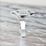 Baguette & Round Lab Grown White Diamond Cluster Style Cocktail Ring for Her (1.48 ctw, Color H-I, Clarity SI2) in 925 Sterling Silver