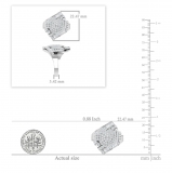 Baguette & Round Lab Grown White Diamond Cluster Style Cocktail Ring for Her (1.48 ctw, Color H-I, Clarity SI2) in 925 Sterling Silver