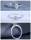 0.60 Carat (ctw) Oval & Round Lab Grown White Diamond Solitaire Style Engagement Ring for Her in 925 Sterling Silver 