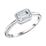0.66 Ctw Emerald Lab Grown White Diamond Bezel Set Solitaire Engagement Ring for Women in 10K White Gold